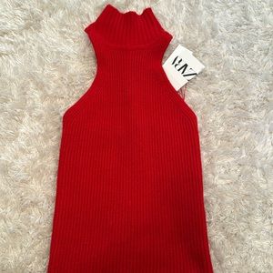 NWT Zara backless sweater RED S